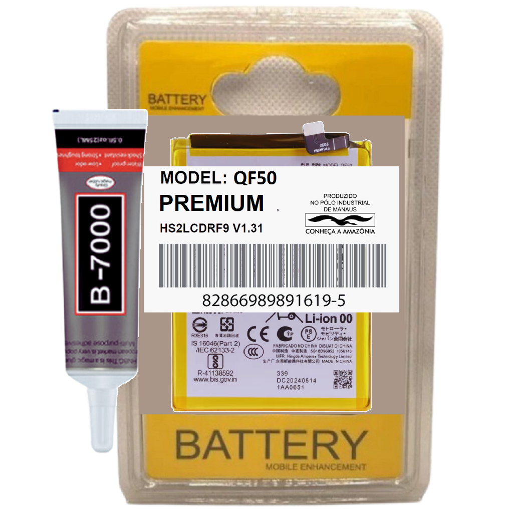 Kit Battria Premium QF50 + Cola Compatível Moto G04s XT2421-6 + Alta Capacidade + Maior Duração!