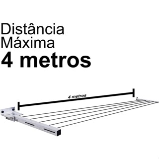 Varal Dobrável  De Parede Retratil de Alumínio e Ferro Suporta até 50kg