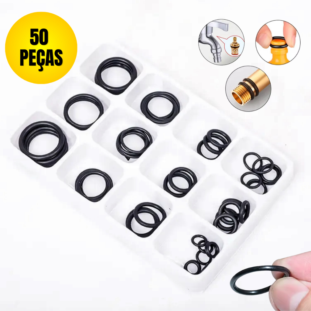 Anel de Vedação de Borracha Oring Para Torneira tubulação e vedação automotiva Kit com 50 Peças