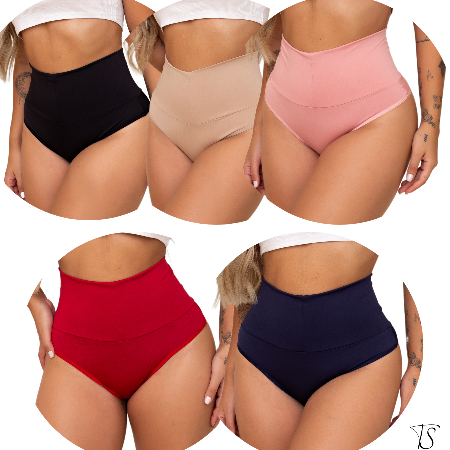 Kit 4 Calcinhas  Modeladora Cinta Cos Alto Pos Parto Gestante Lingerie Gravida Calcinha Maternidade em Oferta na Shopee