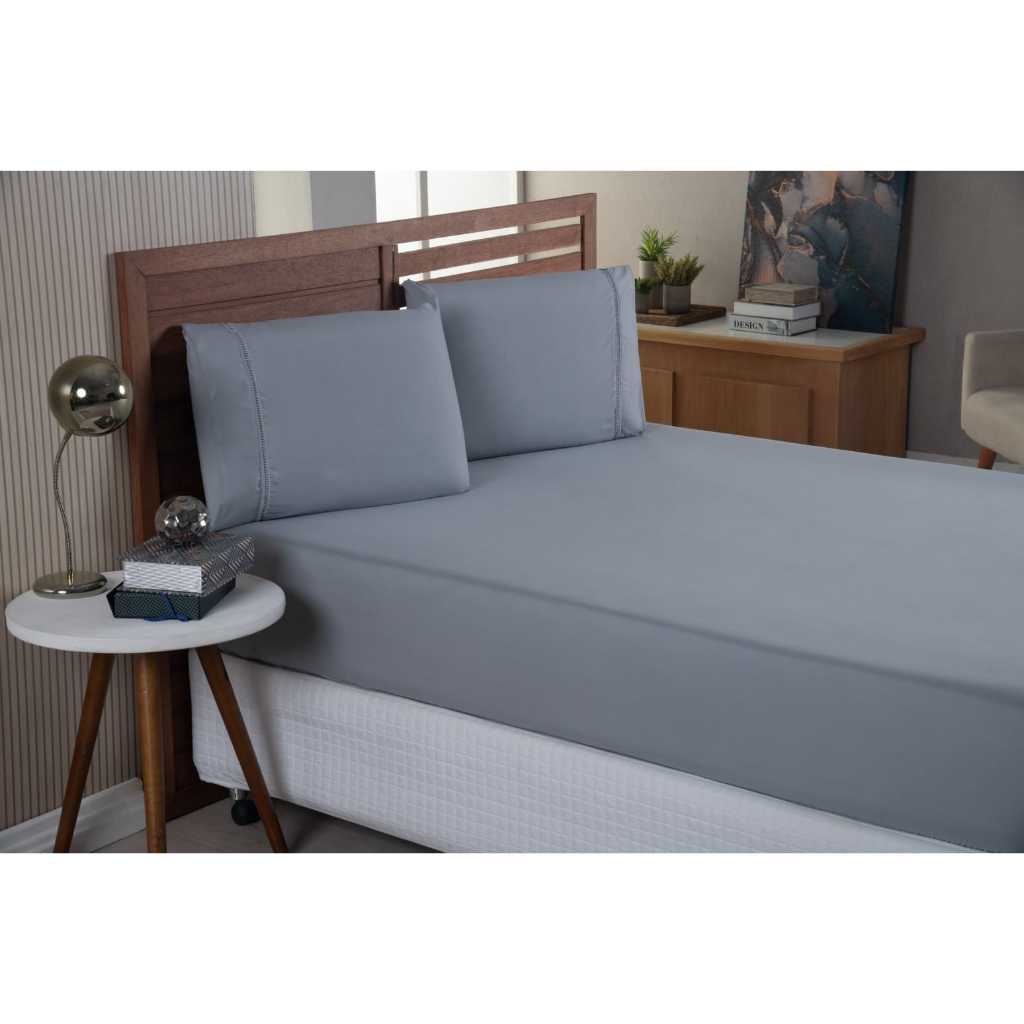 Jogo De Cama Micropercal 300 Fios Para Cama Queen Com Elástico
