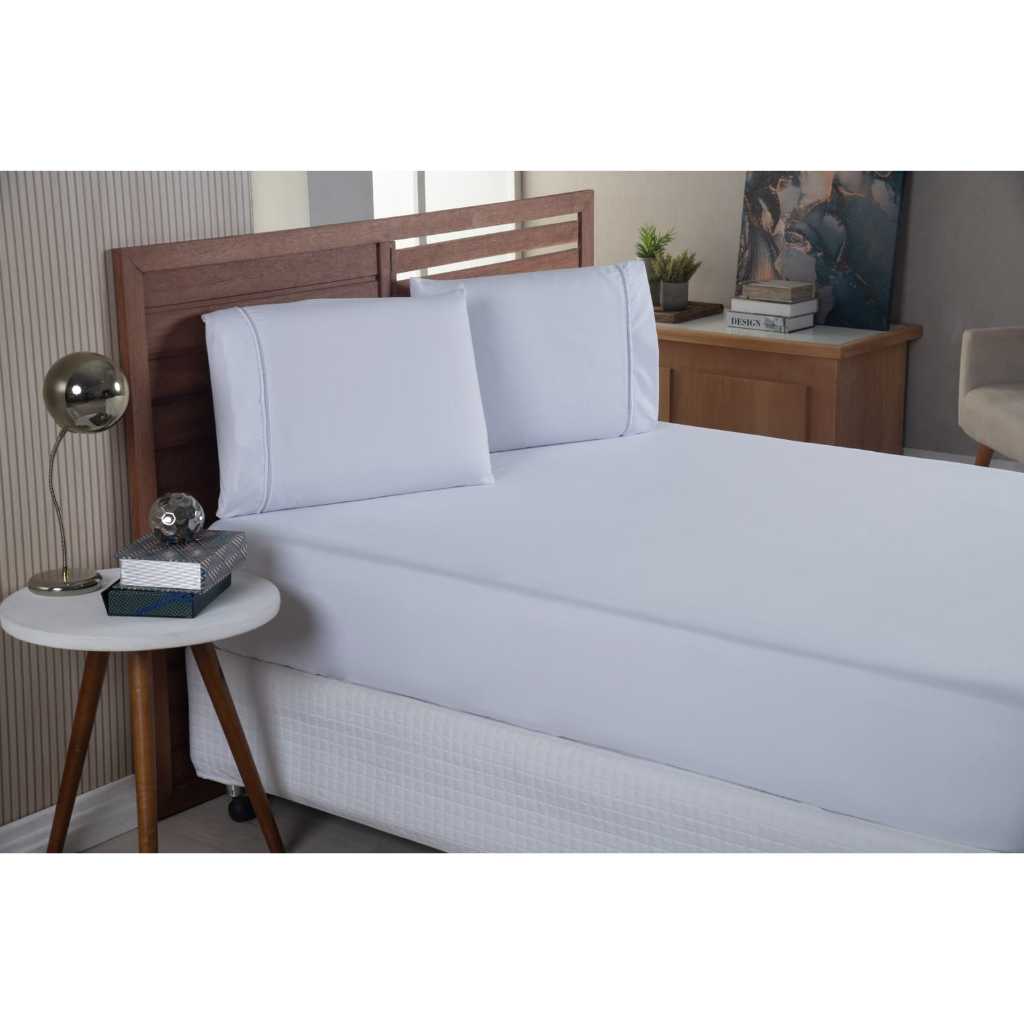 Jogo De Cama Micropercal 300 Fios Para Cama Casal Com Elástico