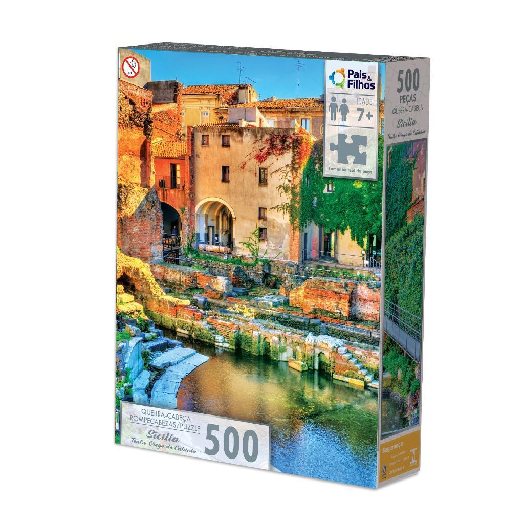 Quebra-Cabeca Sicilia Teatro Grego de Catania - Pais e Filhos Puzzle Jogo De Montar 500 pecas
