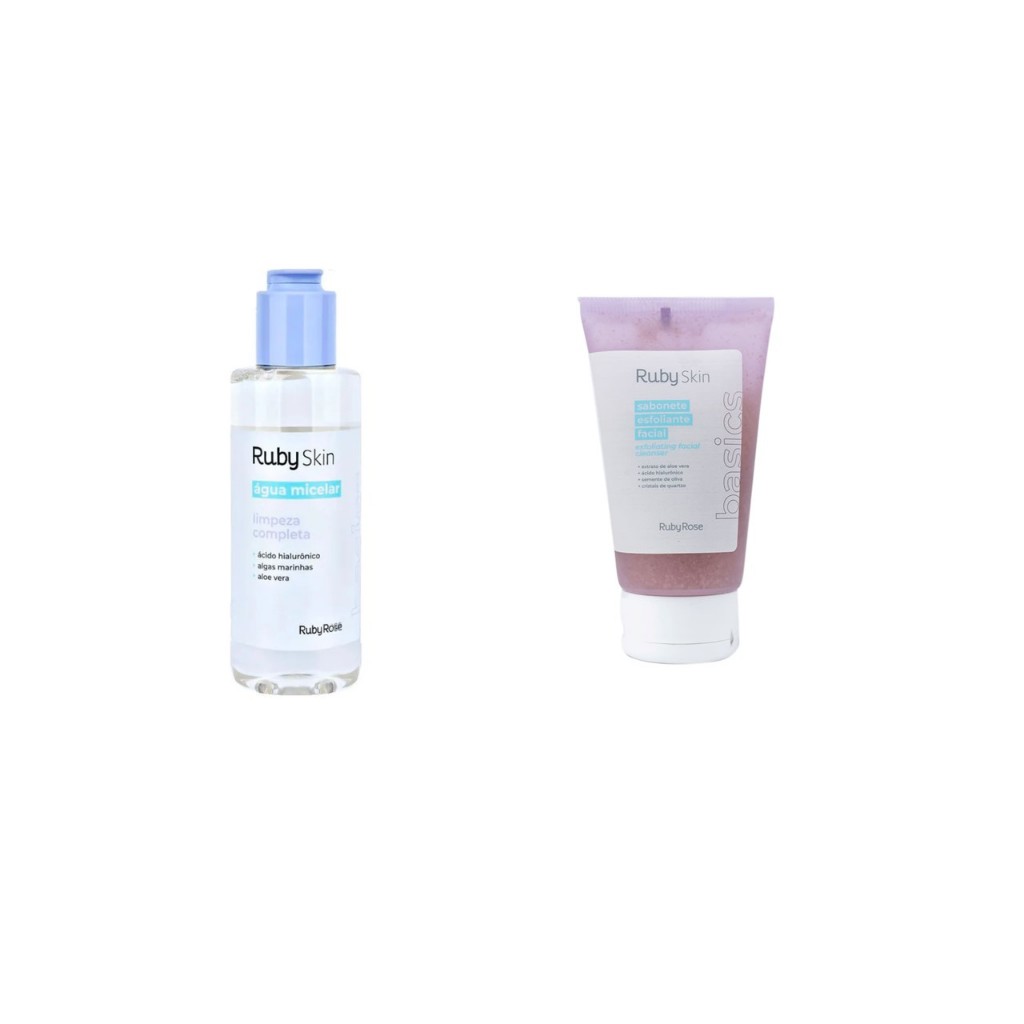 Kit Sabonete Esfoliante E Água Micelar - Ruby Skin Ruby Rose