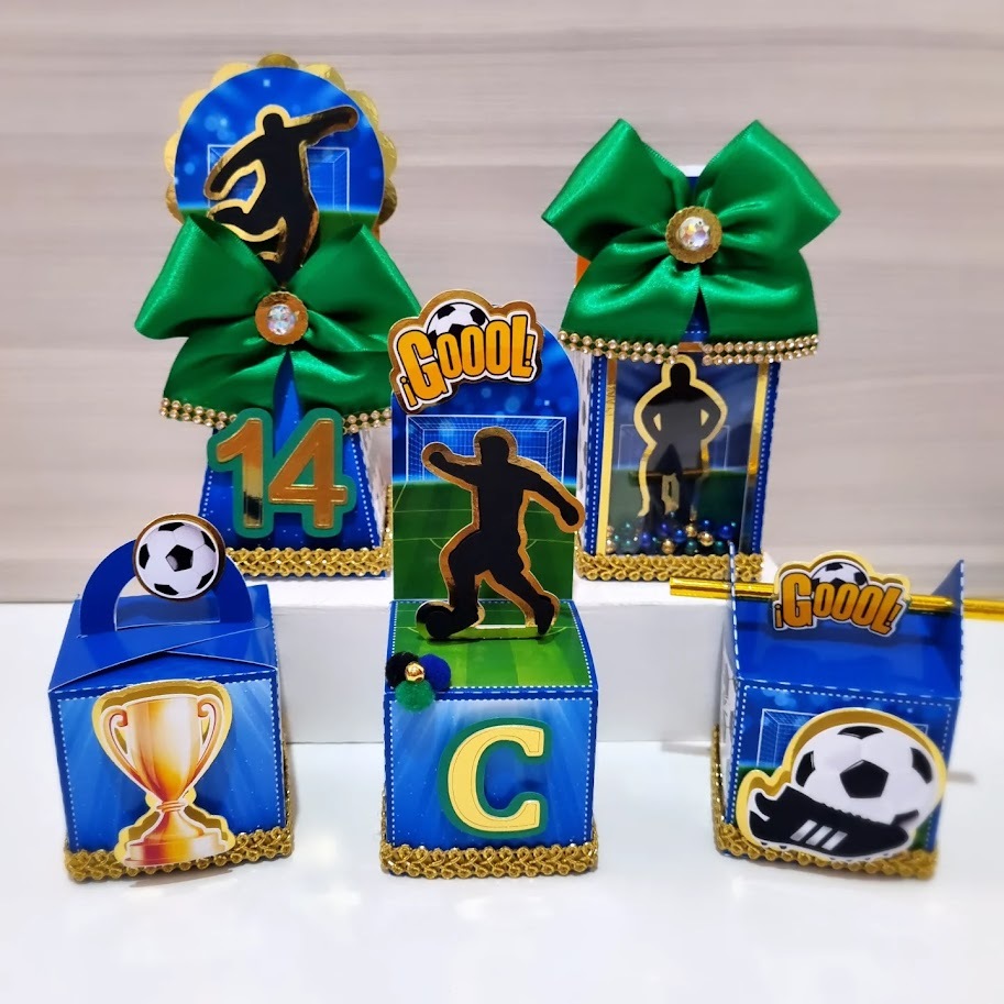 Kit Lembrancinhas Futebol Personalizados Decoração Festa infantil Caixinha Futebol Papelaria Futebol