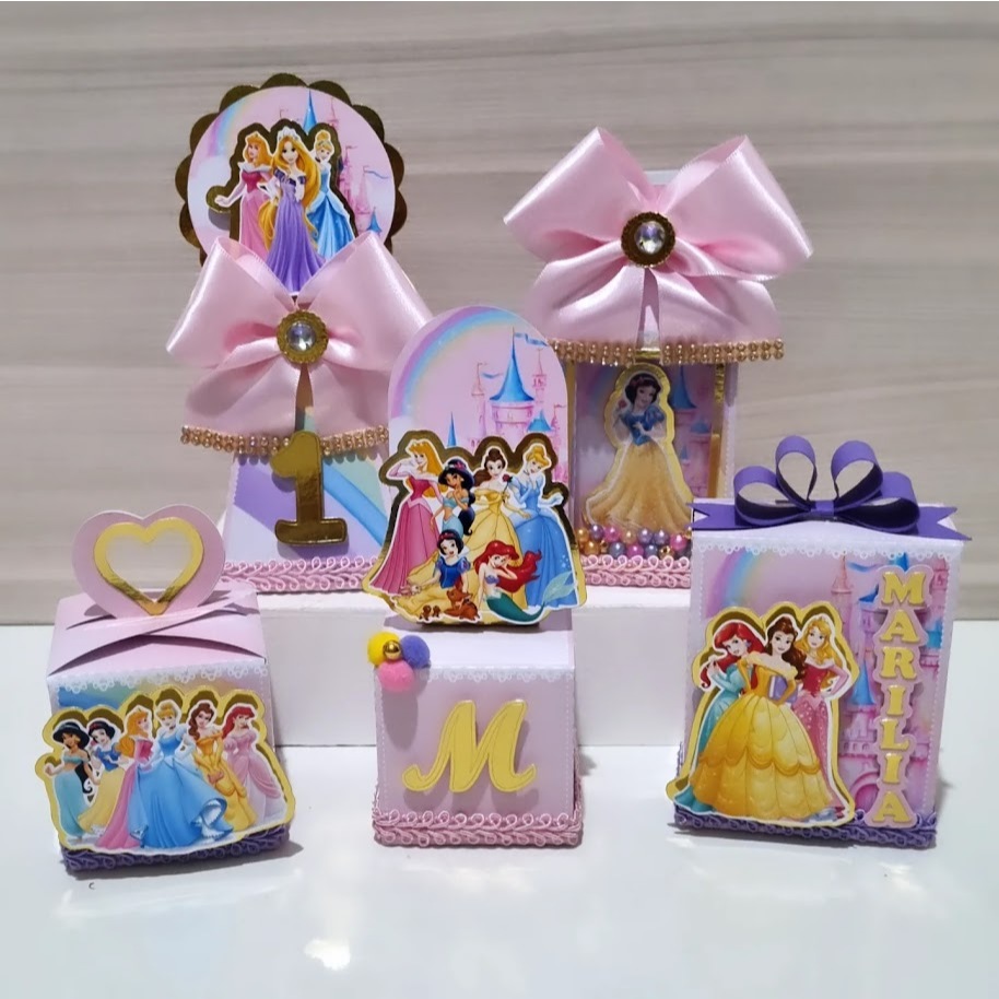Kit Lembrancinhas Princesas  Personalizados Decoração Festa infantil Caixinha Princesas Papelaria Princesas Disney
