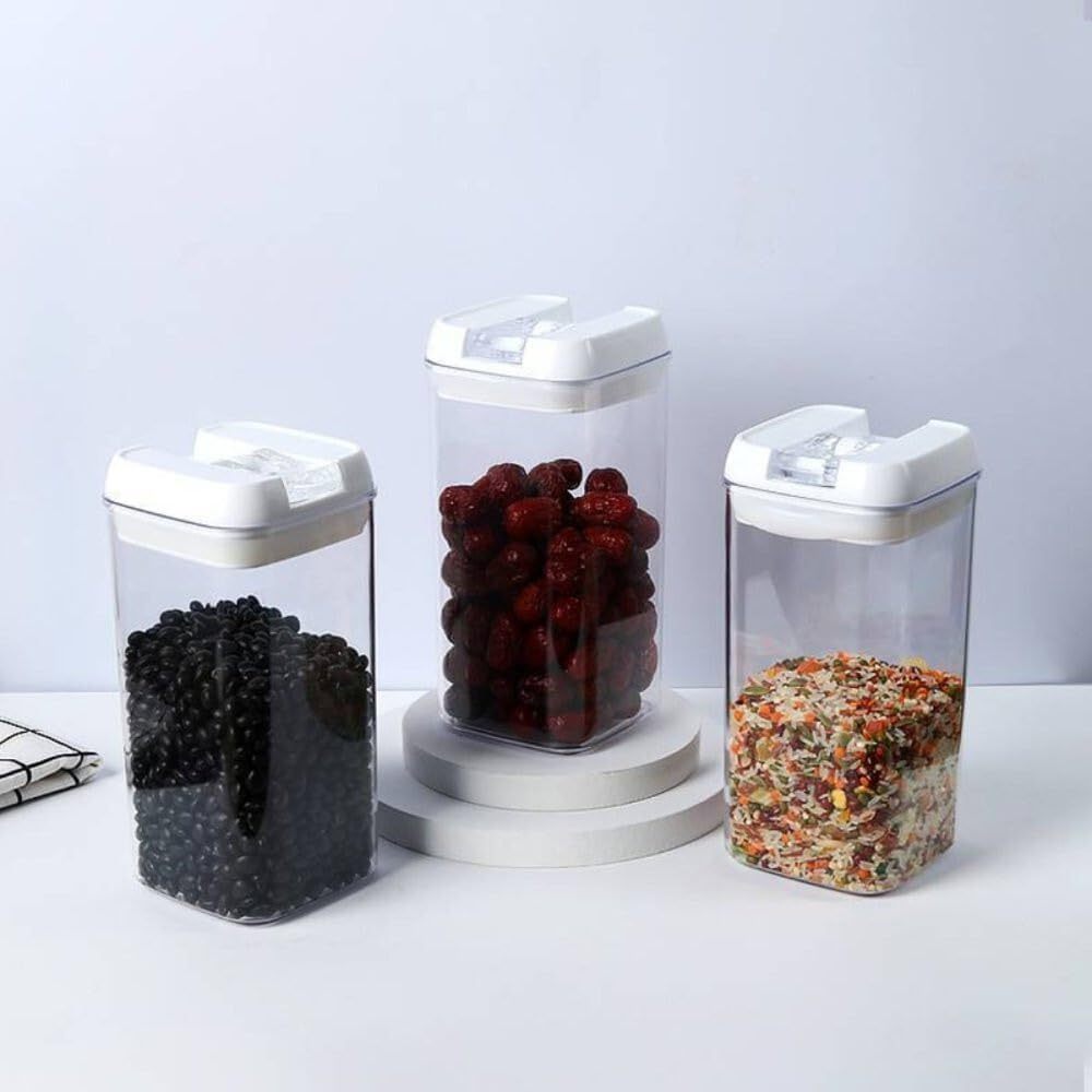 Kit 3 Potes Herméticos Multiuso 1200ML,  em Acrílico dispenser para Grãos, Sabão em pó e liquido