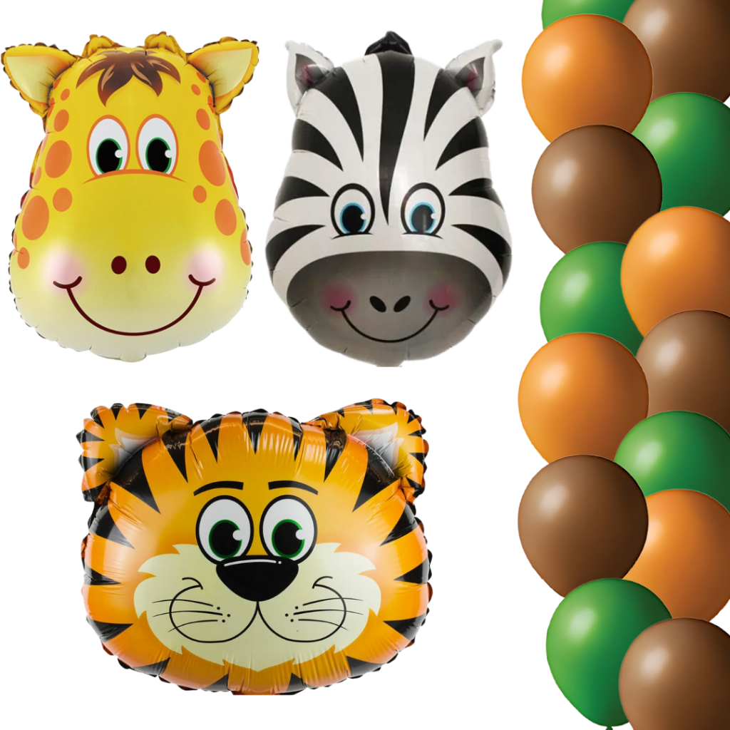 Kit Safári 3 Balões Metalizados + 150 Bexigas 6,5" Festa Temática Animais em Oferta na Shopee