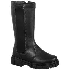 Bota Feminina Infantil GiGiL Teen Elástico Tratorada Rasteira Bico Redondo Cano Longo Confortável Elegante Moda Casual