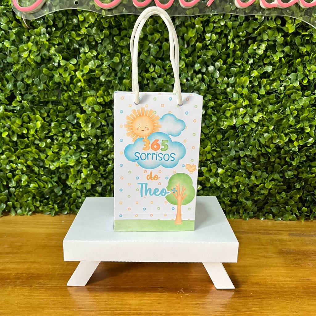 SACOLINHA PERSONALIZADA 365 SORRISOS - PEGUE E MONTE - TAMANHO (P) - Lembrancinha - Aniversário