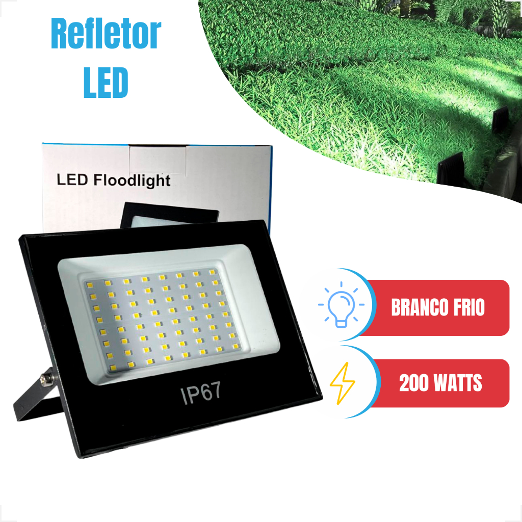 Mini Refletor 100W 200W Branco Frio 6500K Smd IP65 Slim Projetor Holofote A Prova D’agua 100CEM