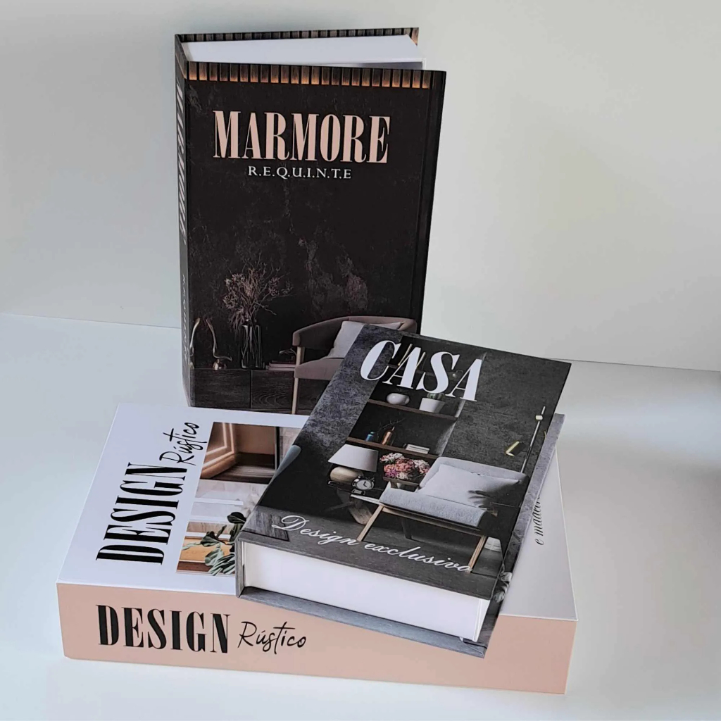 KIT 3 Peças Caixa Livro Decorativo de Papelão (P/M/G) Book Organizador Multiuso Porta Objetos