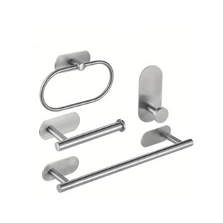 Kit Banheiro Inox Prata 4 Peças – Autoadesivo, Sem Furo! em Oferta na Shopee