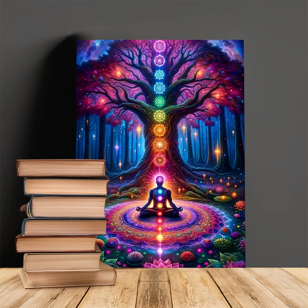 Imagem Quadro decorativo Árvore da Vida Curativa dos Chakras Decoração Espiritual para Ambiente
