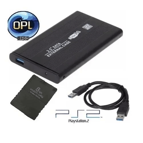 Conjunto para PS2: HD 500 GB + Memory card c/ opl