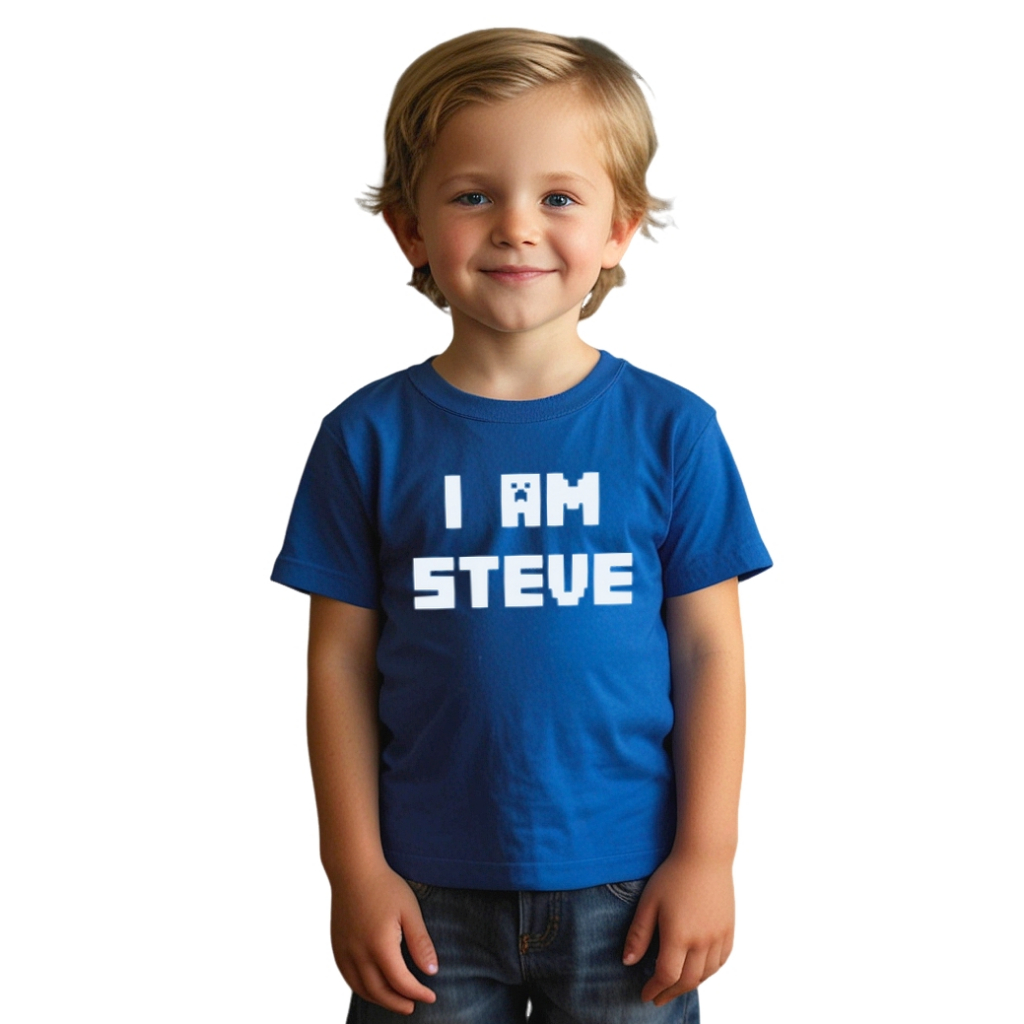 Camiseta Steve Camisa Infantil Unissex Camisa Filme Minecraft Eu Sou o Steve I Am Steve