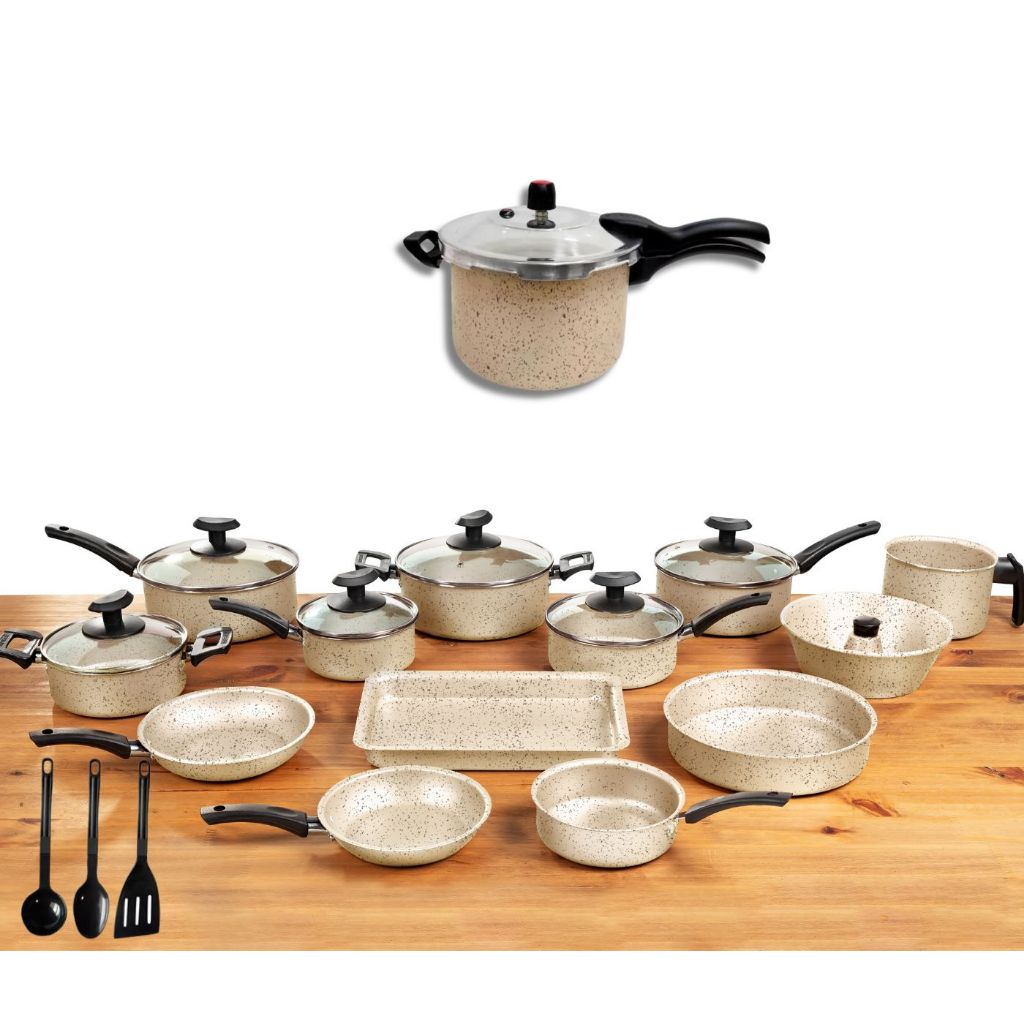 Conjunto panelas 17 pçs antiaderente com panela de pressão 4,5 litros