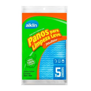 Pano Para Limpeza Leve multiUso 33x50cm com 5 Unidades - Alklin em Oferta na Shopee