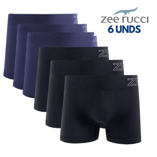 KIT 6 Cuecas Boxer Zee Rucci Lisas Feita em Microfibra e Poliamida Preta e Azul em Oferta na Shopee