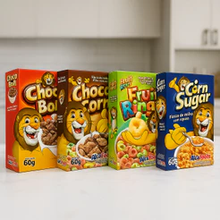 Alcafoods Kit C/3 Caixas de Cereais Matinais Corn Sugar, Fruit Rings e Choco Boll 60g (Cada)