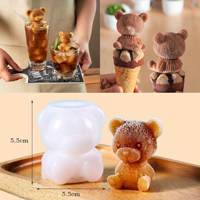 Forma De Gelo Silicone Em Formato De Ursinho / Molde de Gelo Formato de Urso em Oferta na Shopee