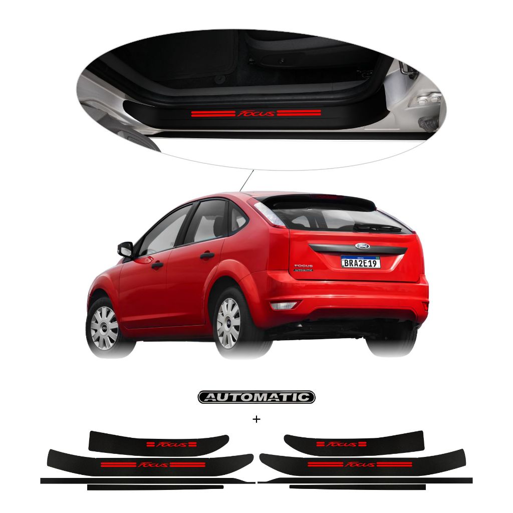 Kit Adesivos Ford Focus Soleiras Protetoras + Emblema Traseiro Automatic