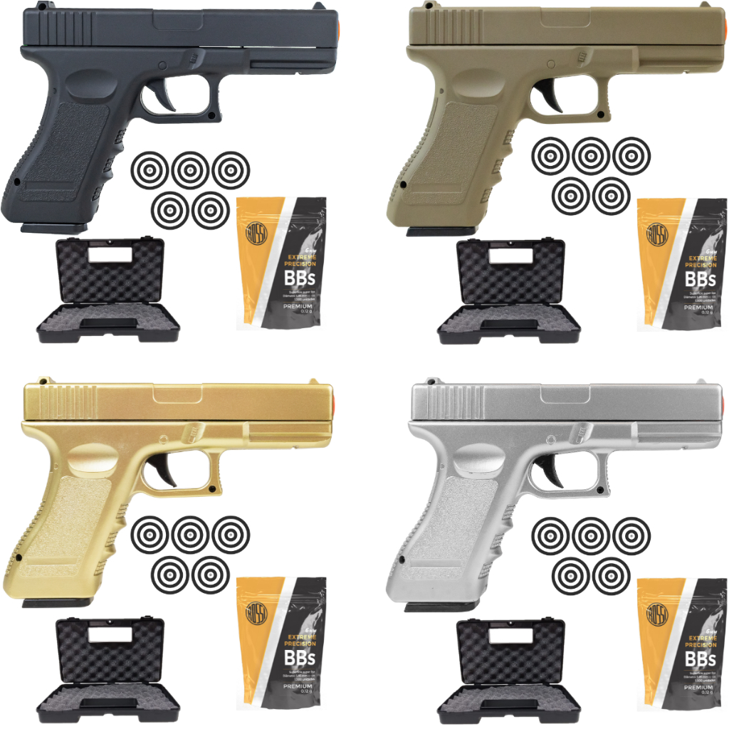 Pistola de Airsoft Vigor GK V20 Mola Spring 6mm Full Metal Rossi + 1000 Bbs + 5 Alvos + 1 Maleta em Oferta na Shopee