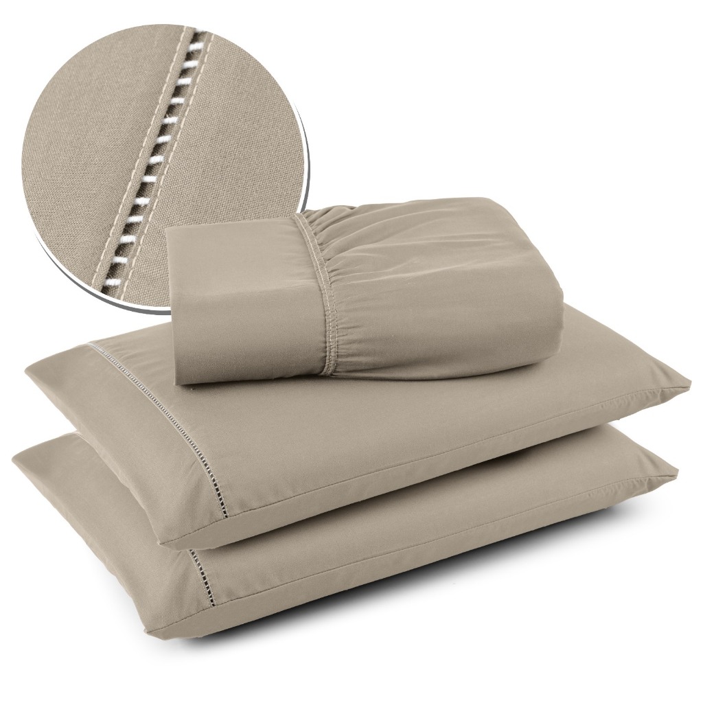 Lençol Ponto Palito 3 Peças Para Cama Queen Micropercal - Várias cores - MARCOSSHOP