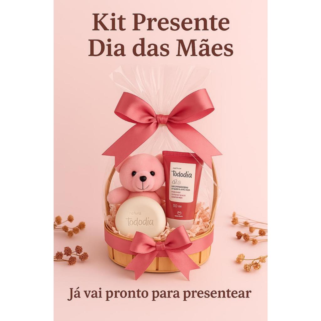 Cesta Presente Dia das Mães com Produtos Natura e Ursinho – Envio Imediato Pronto para Presentear