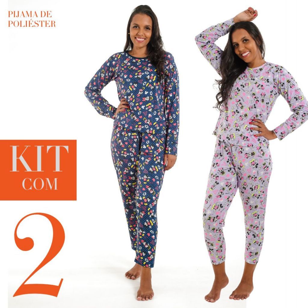 Kit 2 Pijama Feminino e Masculino Inverno Adulto Flanelado Conjunto Quentinho e Macio