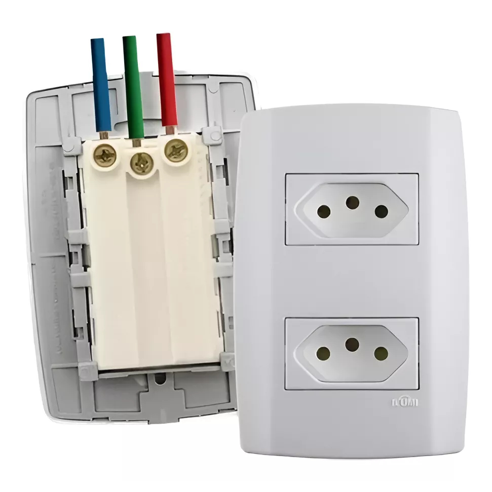 Tomada Dupla Monobloco 4x2 Slim 10a ou 20a - Ilumi