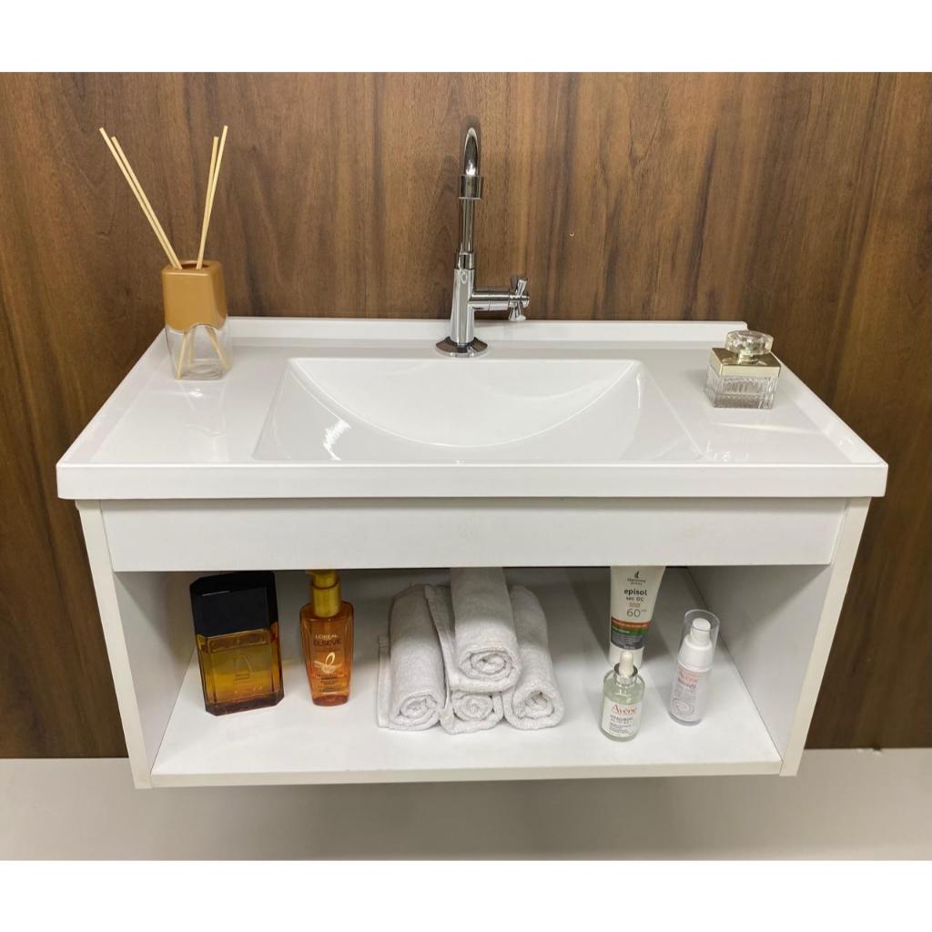 Armário Slim 60cm Gabinete de banheiro Casa Gabinete de Banheiro Armário Banheiro Com Pia Slim 60cm WC CLARA