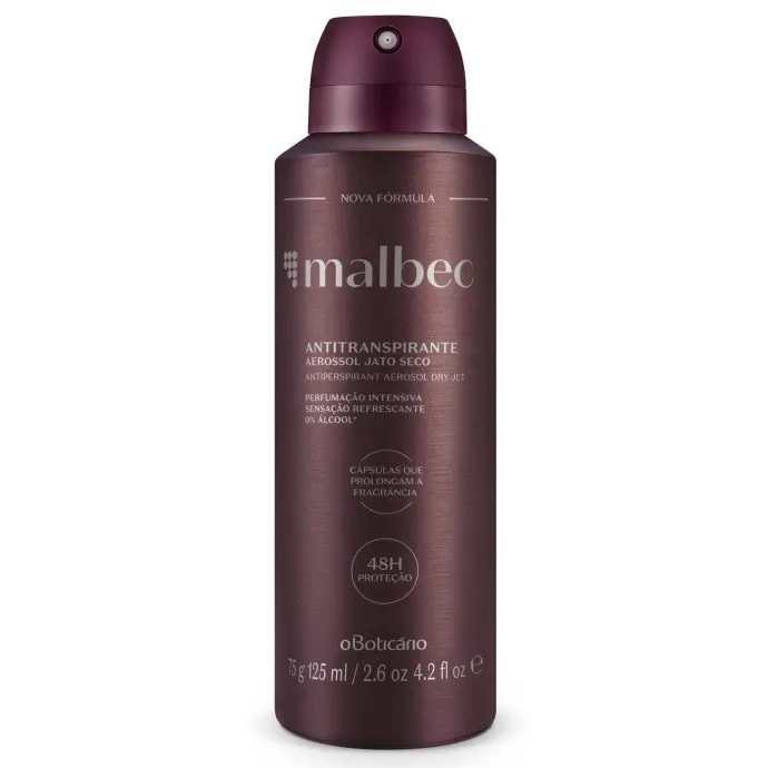 Desodorante Antitranspirante Aerossol Masculino Malbec O Boticário 75g / 125ml