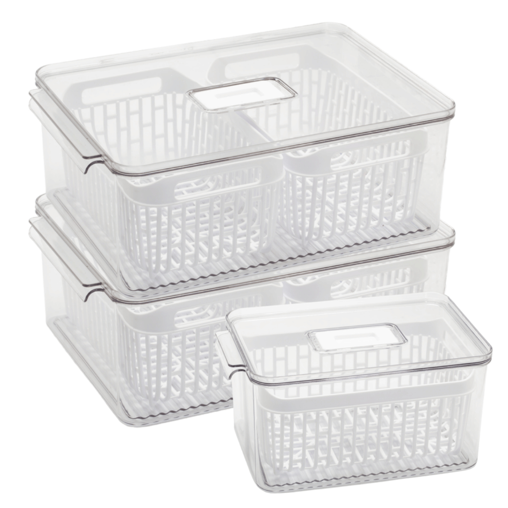 Monte se Kit Organizador de Geladeira 4,5L 8L ou 9L com Tampa Grande Transparente Acrílico em Oferta na Shopee