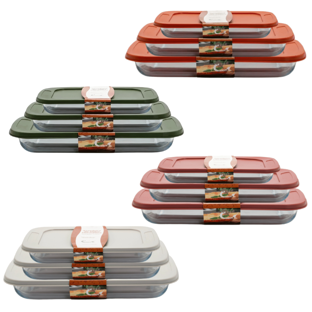 Conjunto de Assadeiras Retangulares em Vidro Borossilicato 3 Peças em Oferta na Shopee