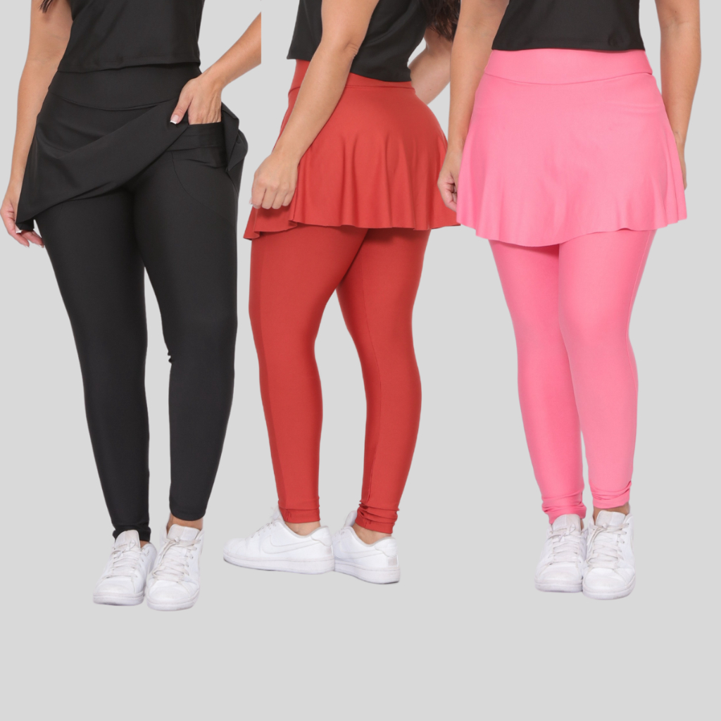 Kit 3 Calças Legging Fitness Moda Evangelica Suplex Cintura Alta Treinos Academia