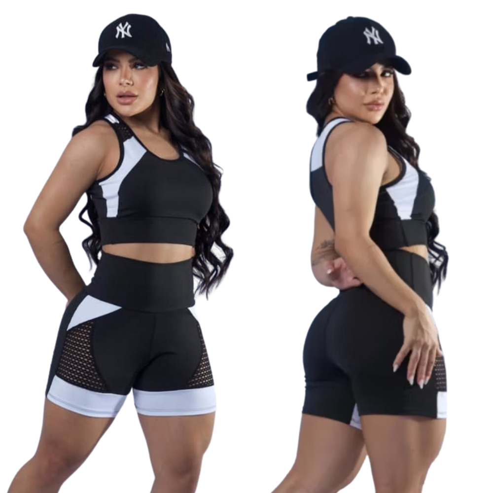 Roupa de Academia Feminina Conjunto Fitness Top + Short Suplex Premium Sem Transparência em Oferta na Shopee