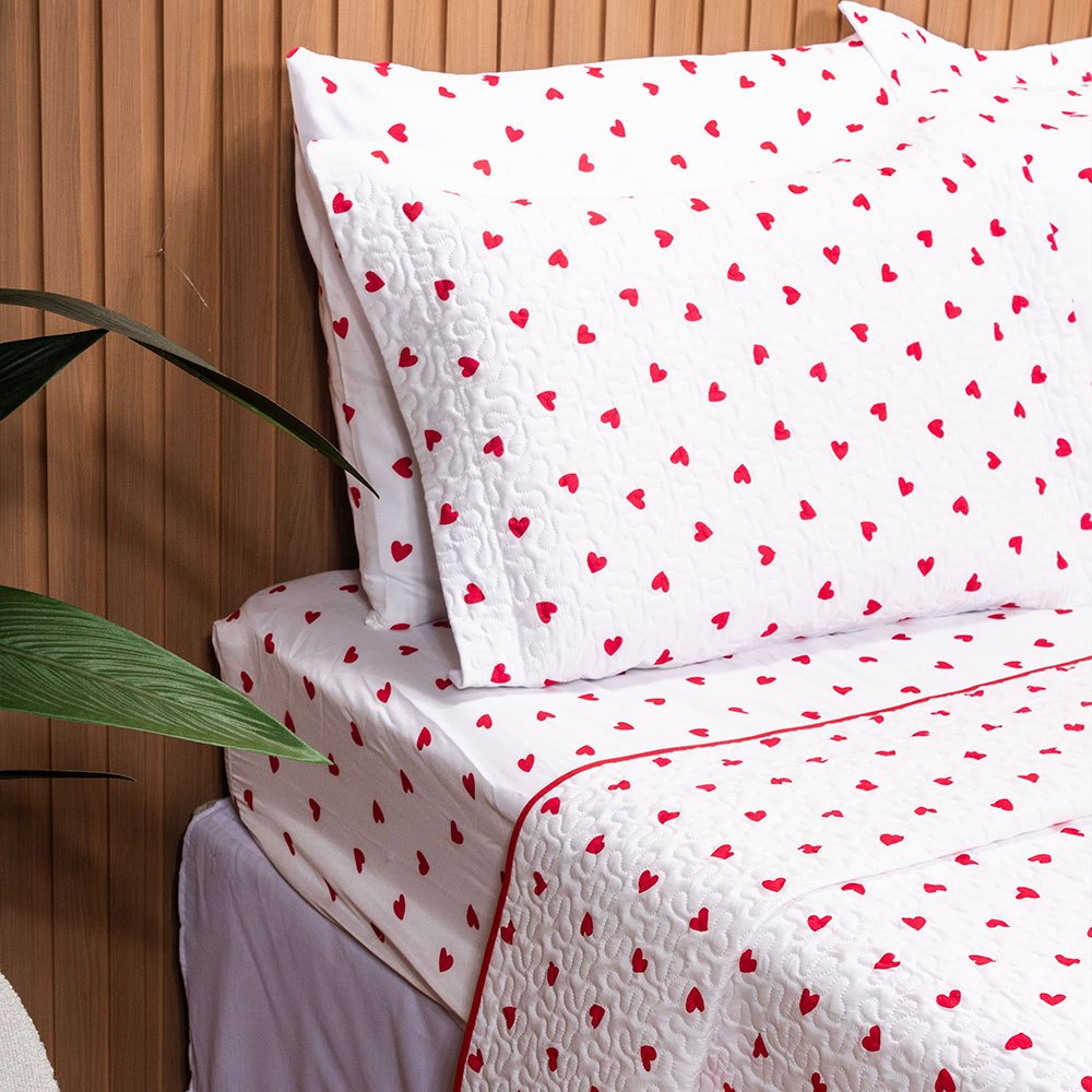Cobre Leito Amores 3 Peças Queen King Solteiro Casal Matelado Estampado