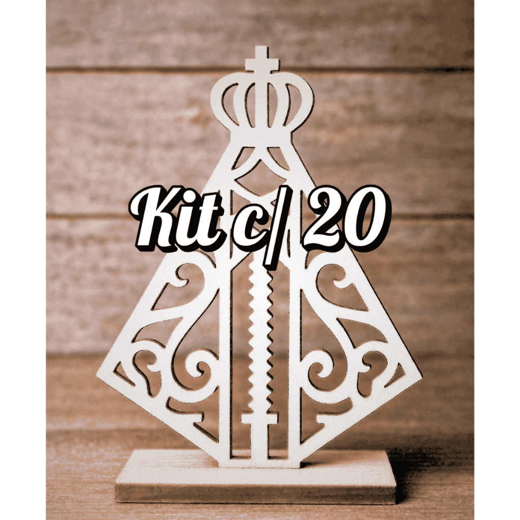 Kit 20 Nossa Senhora Aparecida Mdf Branco Na Base Enfeite 9x6cm Lembrancinha Decoração