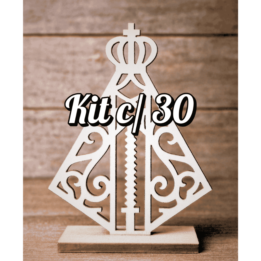Kit 30 Nossa Senhora Aparecida Mdf Branco Na Base Enfeite 9x6cm Lembrancinha Decoração