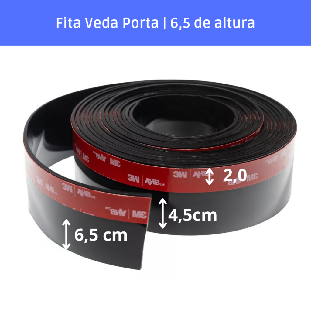 Fita veda porta 6,5 cm de altura, preto vários tamanhos em Oferta na Shopee