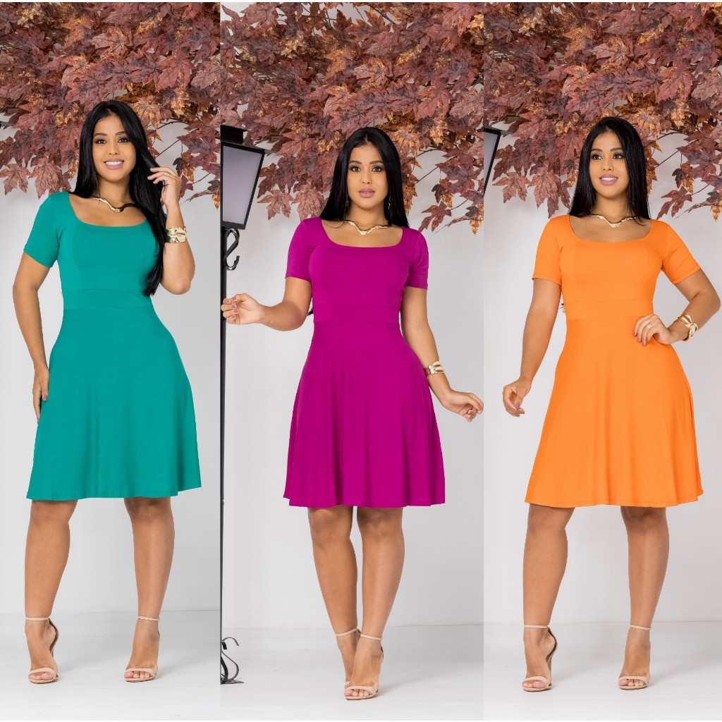 Vestido Rodado Boneca Manguinha Princesa Feminino Moda Cristã Soltinho em Oferta na Shopee