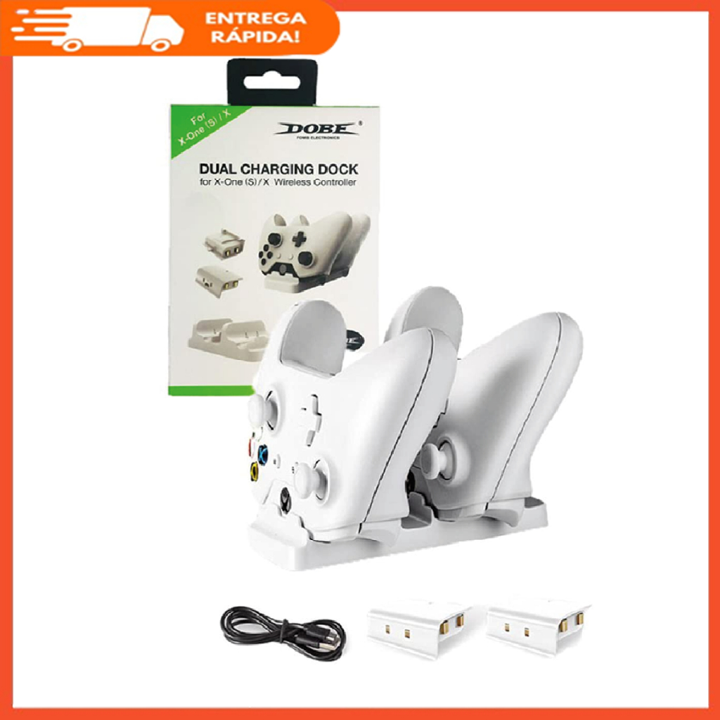 Base Dock Carregador Duplo Controle Compatível com Console Xbox One S/X + 2 Bateria Recarregavel