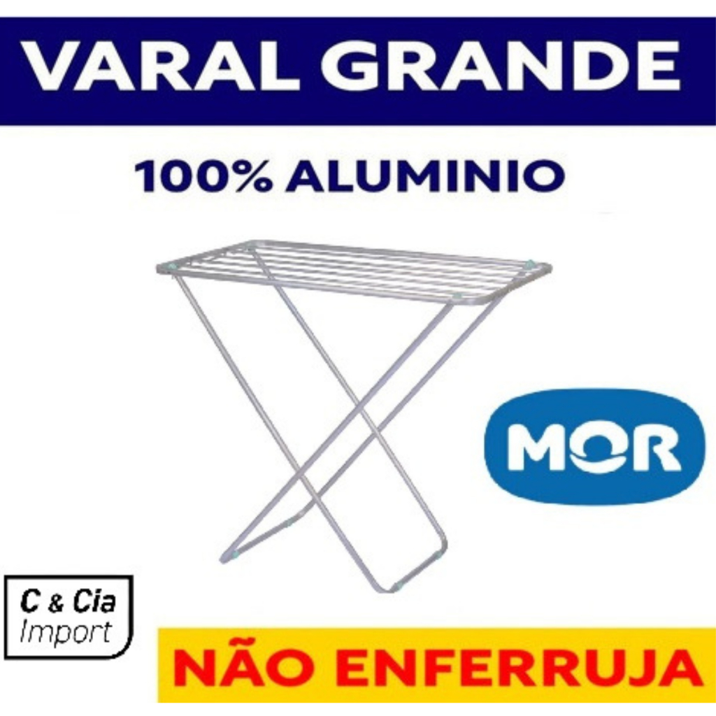 Varal De Chão Mor Slim Dobrável Alumínio 16 Kg Reforçado