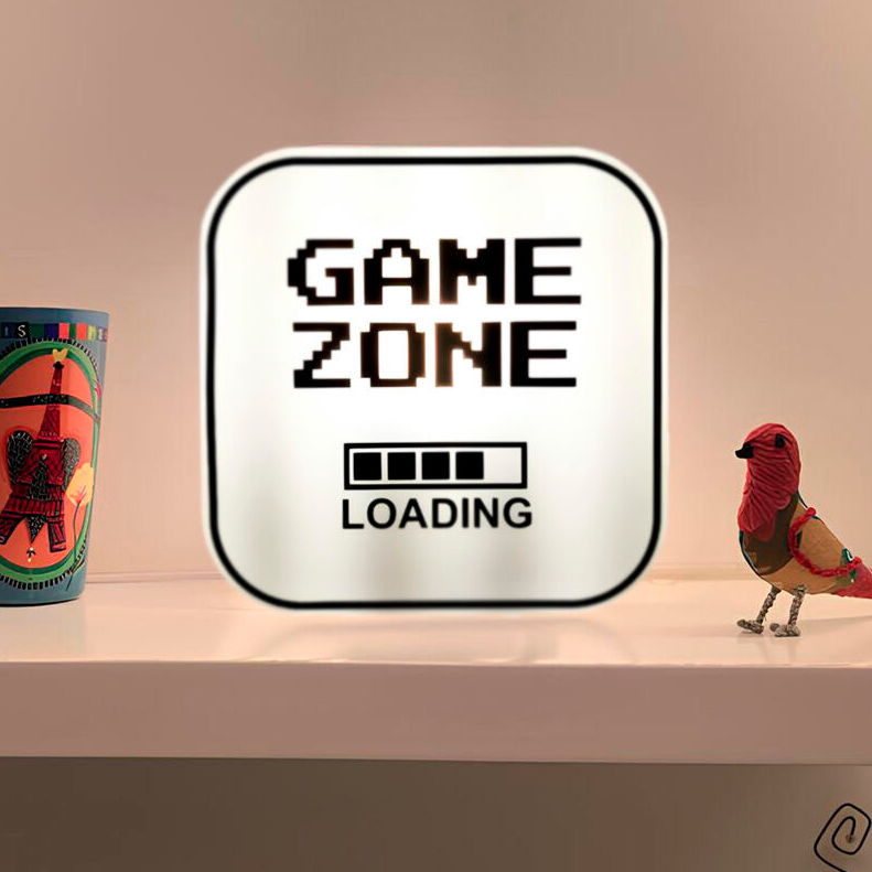 Luminária Box de Parede ou Mesa Bivolt Game Zone 🎮 | Decoração Gamer com LED – Perfeita para o Setup