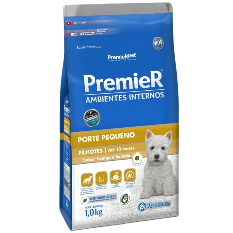 Ração Premier Ambientes Internos Cães Filhotes Raças Pequenas 1 kg
