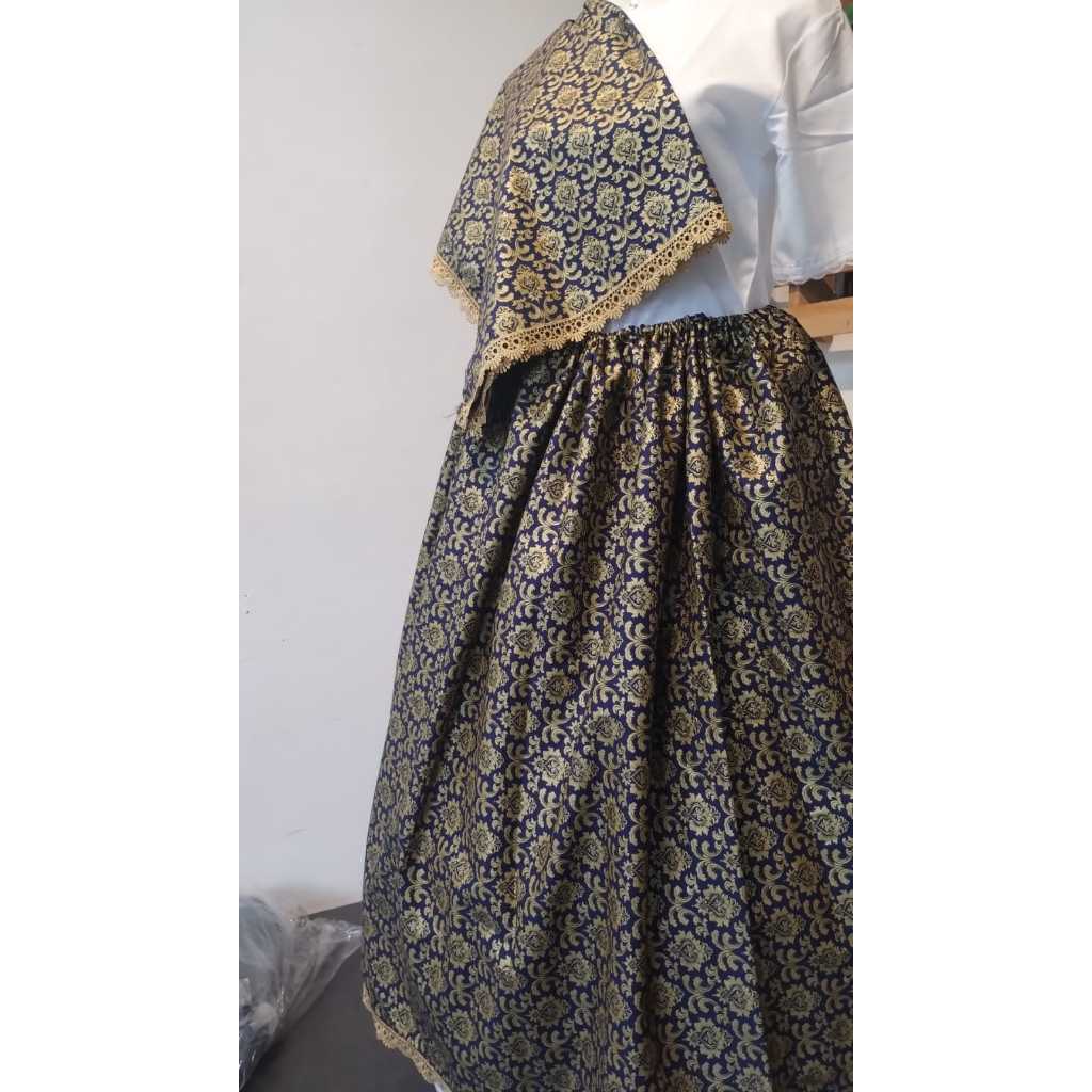 Conjunto Saia + pano da costa + pano da cabeça azul com dourado GP64