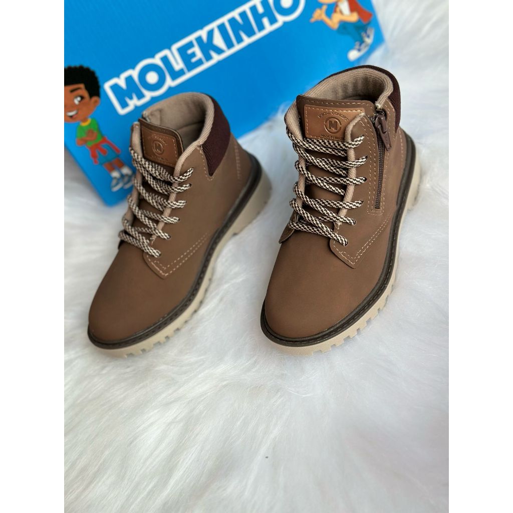 Bota Botina Juvenil Infantil Molekinho Macia Anatômica Antiderrapante Cano Médio Coturno Masculino