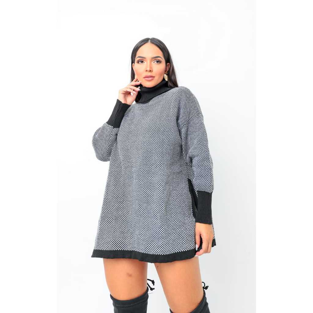 Poncho Tricot Inverno Gola alta Tendencia Blog Moda Frio 2025 em Oferta na Shopee