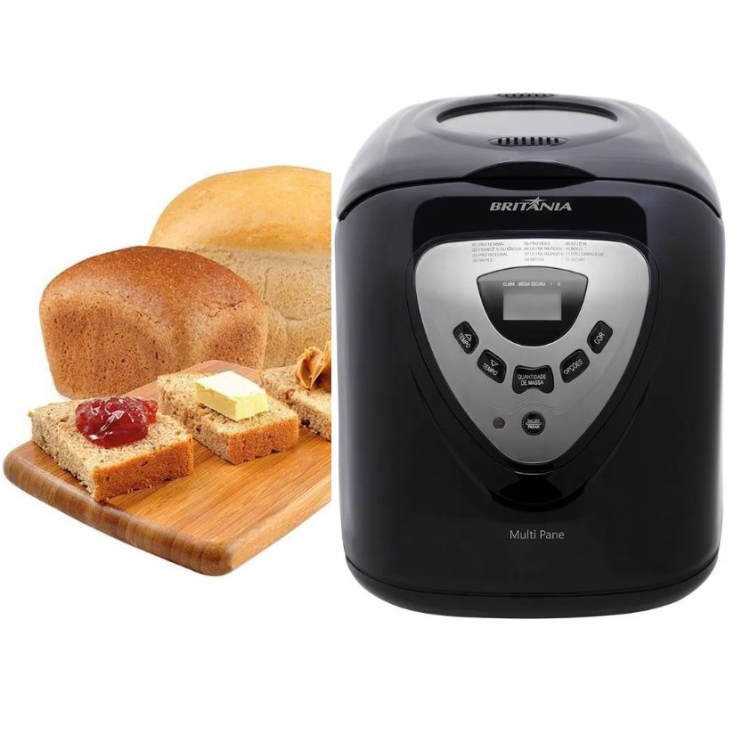 Imagem Panificadora Britânia Multipane Programável Timer Maquina de Pão Automática 550W Preto